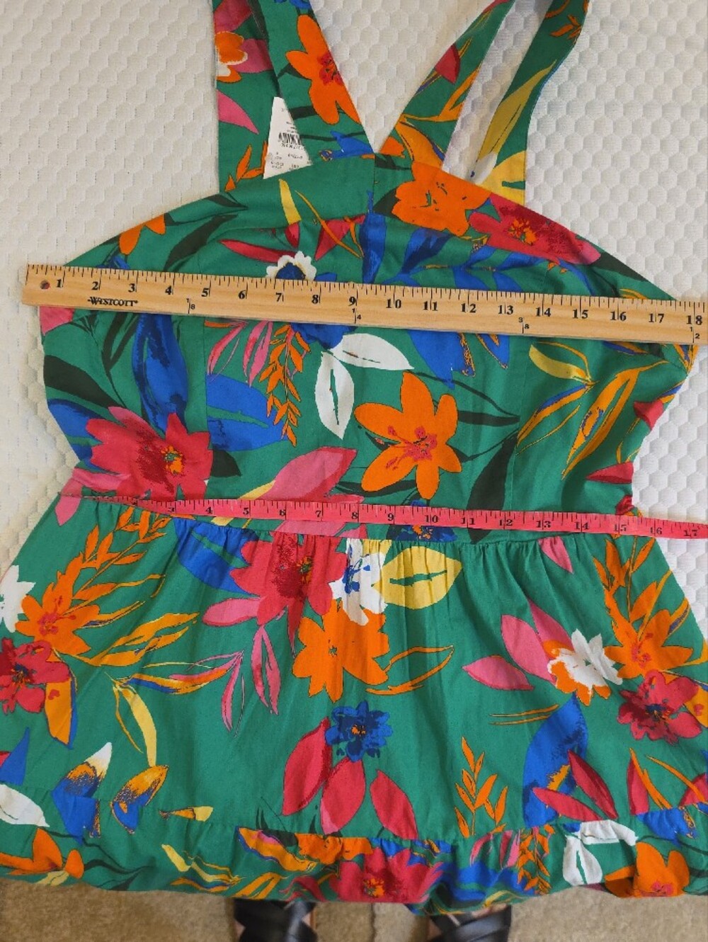 NWT J.Crew Green Tropical Floral Smocked Maxi Dress Cross Back Straps Sz 14 - Picture 6 of 8